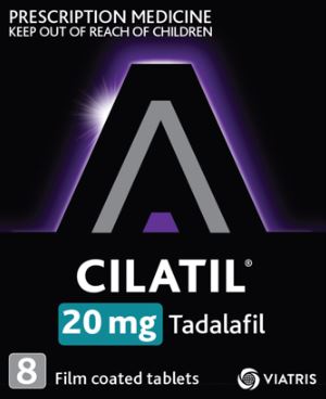 Cilatil Tadalafil 20mg Tablets 8 for Erectile Dysfunction (Prescription Only - Do Not Buy Unless You Have A Script)