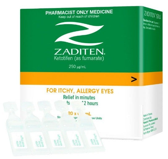 Zaditen Single Dose Units Eye Drops 0.4ml 20Pk NZ Online Chemist