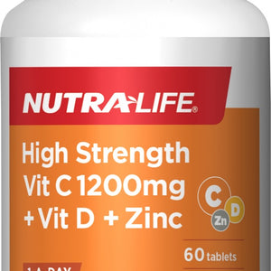 Nutralife High Strength Vitamin C D+ Zinc 60s