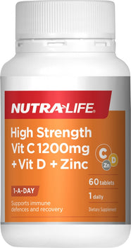 Nutralife High Strength Vitamin C D+ Zinc 60s