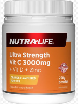Nutralife Ultra Strength 3000mg Vitamin C Powder 250g