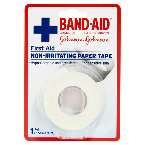 Bandaid First Aid Paper Tape Non-Irritating 9.1m - NZ Online Chemist