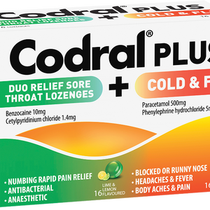 CODRAL Plus Cold & Flu + Sore Throat Lozenges 16