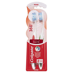 COLGATE Tooth Brush Optic White Plat Medium 2pk