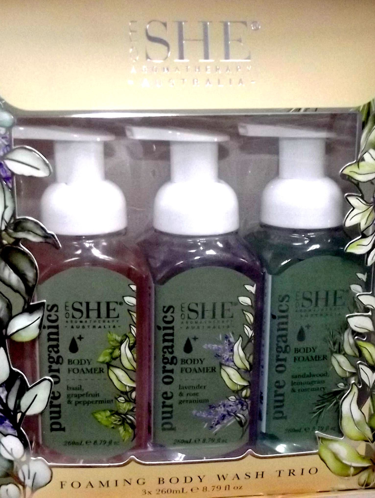 SHE Pure Organic Foam Body Wash Trio 3pc Set