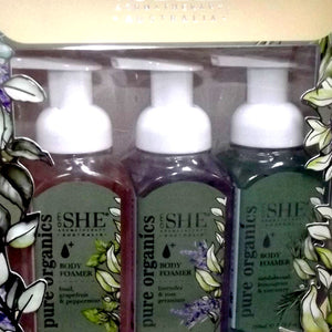 SHE Pure Organic Foam Body Wash Trio 3pc Set