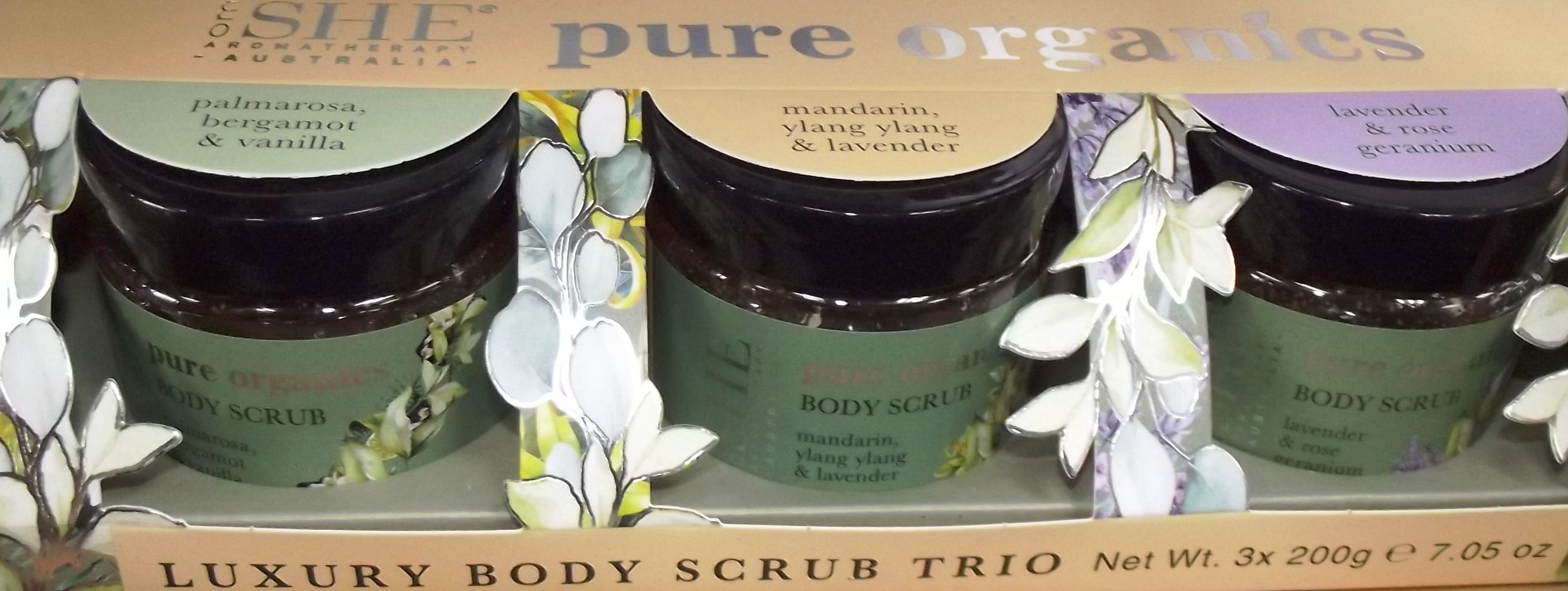 SHE Pure Organic Luxury Body Scrub Trio 3pc