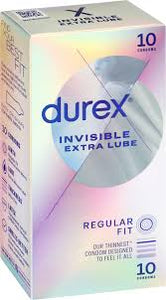 Durex Condoms Invisible Extra Lube 10pk