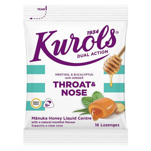 KUROLS Nose Lozenges Menthol & Ginger 16s
