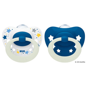 NUK Glow in Dark Silicone Soother Size 1 2pk