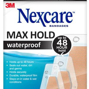 Nexcare Max Hold Waterproof Bandages Assorted 12pk