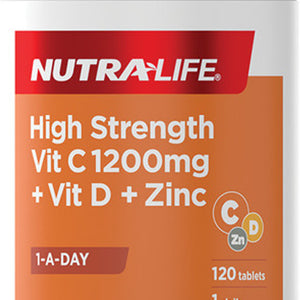 Nutralife Vitamin C 1200mg+ Vitamin D+ Zinc Tablets 120s