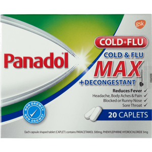 Panadol Cold & Flu Max Decongestant Caplets 20