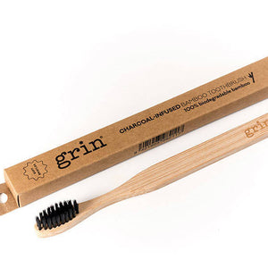 Grin Bamboo Toothbrush Charcoal Soft 4Pk