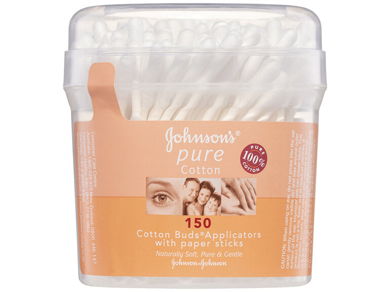 J&J Pure Cotton Bud Pure White with Paper Sticks 150s