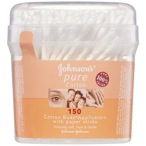 J&J Pure Cotton Bud Pure White with Paper Sticks 150s