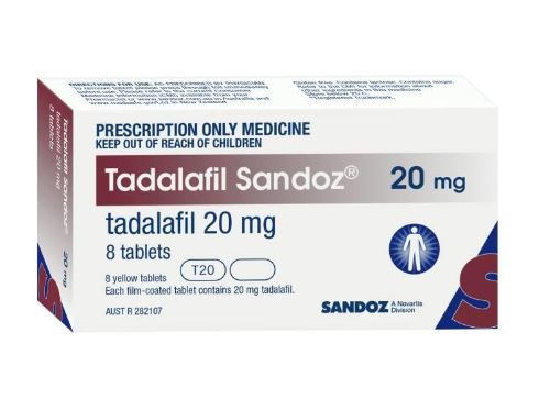 Tadalafil Sandoz 20mg Tablets 8 (Prescription Only - Do Not Buy Unless You Have A Script)