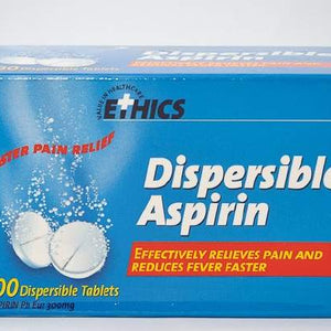 Ethics Aspirin 300mg Dispersable 100 Tabs