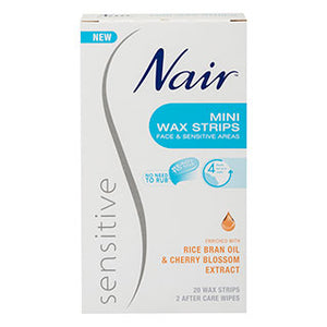 Nair Sensitive Wax Strips Mini 20Pk