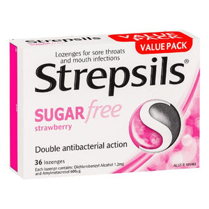 Strepsils Strawberry Sugarfree Lozenges 36s