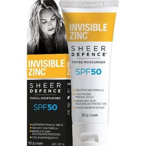 Invisible Zinc Sd Facial Moisturiser Spf50 50g