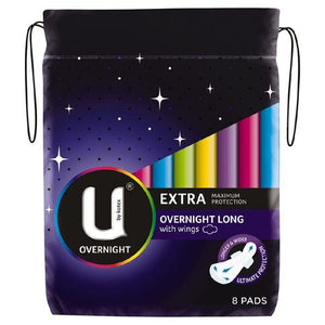 U By Kotex Maxi Pad Wing Overnight Long 8s