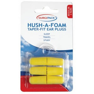 Surgipack Ear Plugs Hushafoam Tapered Regular 3 Pairs
