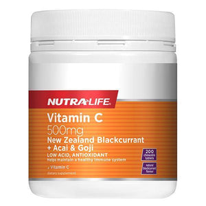 Nutralife Vitamin C 500mg Black Current + Acai & Goji 200s