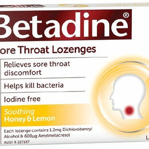 Betadine Sore Throat Lozenges Honey & Lemon 16