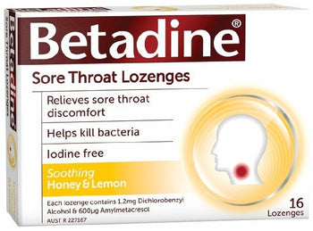 Betadine Sore Throat Lozenges Honey & Lemon 16
