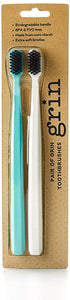 Grin Biodegradable Toothbrush Ivory + Mint 2Pk