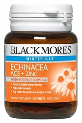 Blackmores Echinacea Ace + Zinc - Immune System Boosting Supplement with 60 Tablets