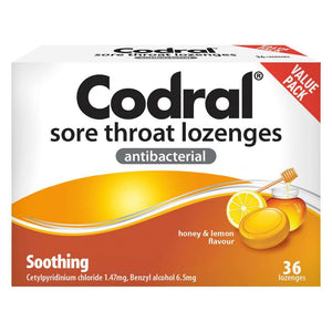 Codral Sore Throat Lozenges Honey & Lemon 36s