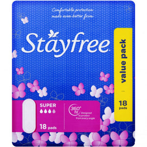 Stayfree Super Pads No-Wing 18s