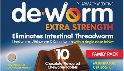 De-Worm 500mg 4Tabs Chocolate Deworming Medication