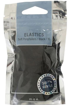 Mae 40-2207Bk Elast. Ponytail Black 15 - Hair Accessory.