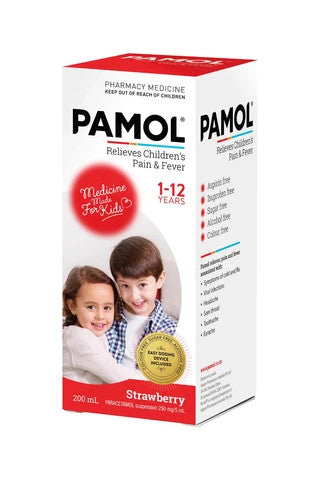 Pamol All Ages Strawberry Colourfree 250mg/5ml 200ml