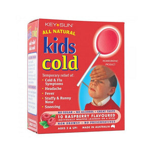 Kids Cold Lollipops - 10 Raspberry Flavoured Lollipops for Sore Throat Relief