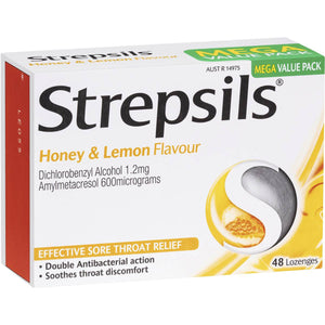 Strepsils Honey/Lemon Lozenges (48 Pieces) for Sore Throat Relief